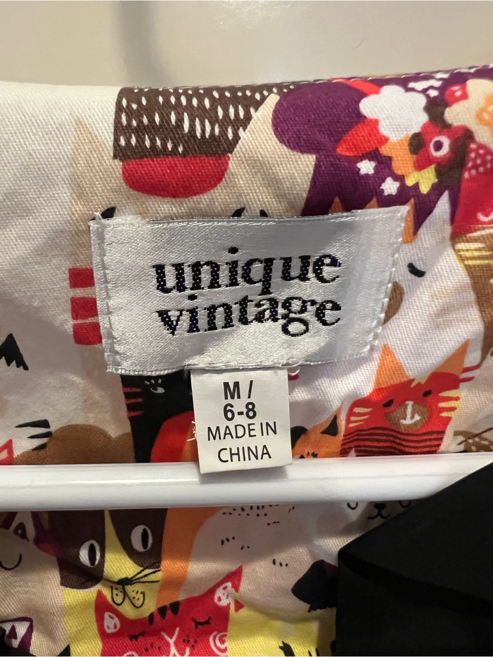 Unique Vintage Dress Multicolor Cat-Pattern Button-Down Shirt - Picture 1 of 4